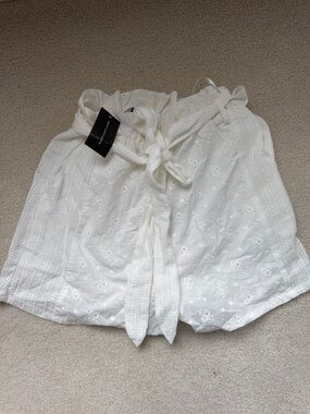 South Moon Under White Eyelet Tie-Waist Shorts